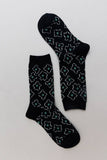 Vintage Floral Patterned Crew Socks: Blue