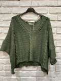 Cotton knit sweater 1916 100% LINEN: Kaki