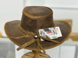 Gunner|Leather Western Hat Crazy Horse Leather Hat Tan Brown: X Large
