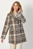 60383 Double Breast Plaid Jacket: Maple Mix / L