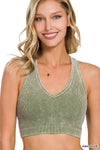 ..SI-23946 Washed Rib V-neck Racerback Seamless Crop Tank 0606: LTTEAL-157126 / S/M