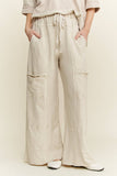 BEST Mineral Wash Wide leg Cropped pants HP5524: MossGreen / S-M-L / 2-2-2