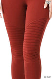 Premium Cotton Full Length Moto Leggings: EGGSHELL / 1-2-2-1(S-M-L-XL)