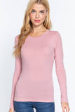 Long Sleeve Crew Neck Cotton Spandex Jersey Top: HCH-charcoal grey / M