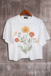 Flower Graphic Crop Tee: BLACK / LARGE-2