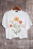 Flower Graphic Crop Tee: BLACK / LARGE-2