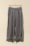 Fancy eyelet embroidery trousers 9204 100% linen: TAUPE