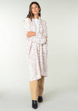 Speckled Shawl Collar Long Sleeve Knit Cardigan: Natural/Berry / S/M
