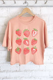 STRAWBERRIES GRAPHIC LONG CROP TOP : Dusty mint