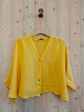 REF 11870 SHORT ELBOW SLEEVE BLOUSE 100% LINEN: BEIGE