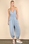 NP70837-Mineral Washed Cotton Gauze Casual Jumpsuit: SAGE / S-M-L/2-2-2