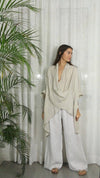 REF 83591 OVERSIZE BLOUSE 100% LINEN: CAMEL