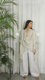REF 83591 OVERSIZE BLOUSE 100% LINEN: KHAKI
