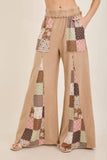 Mineral Washed Fall Paisley patchwork Flared pants HP5783P3: Ash Oak / S-M-L / 2-2-2