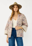 Reversible Floral Quilted Jacket: MAUVE/NATURAL / S