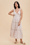 TIERED TIE STRAP MIDI DRESS: GOLDEN POPPY / L