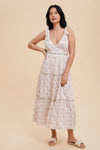 TIERED TIE STRAP MIDI DRESS: GOLDEN POPPY / M
