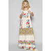 Vintage washed front pocket floral contrast dress: DENIM / L