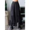 WASHED WIDE LEG RUFFLED HEM PANTS: BLACK / S-M-L-XL(2-2-2-2)