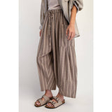 WIDE STRIPE LEG PANTS: Natural Combo / S-M-L(2-2-2)