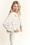 Mineral Wash Button Cropped Shacket HT5560: Vintage Olive / S-M-L / 2-2-2