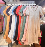 100% Linen Dress REF. 3647: Duck Green