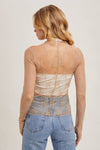 FLORAL EMBROIDERY LACE MESH LAYERING TOP: HAZELNUT / S