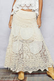Crochet patterns embroidered maxi skirt: NATURAL / OS