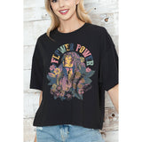 FLOWER POWER GRAPHIC CROP TEE: IVORY / S-M-L(2-2-2)