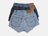 High-Rise Upcycled Denim Cutoff Shorts - Frayed: 00 (26"waist)