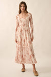 Floral Smocked Woven Maxi Dress: Cream / S