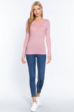 Long Sleeve Crew Neck Cotton Spandex Jersey Top: Tpe-Coconut Taupe / S