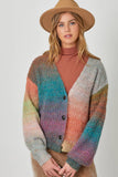 60882 Button Down Rainbow Cardigan: Rainbow / Medium