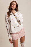 Floral Embroidered Knit Sweater LSW0992: Cream / L