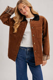 CORDUROY BUTTON DOWN BARN COAT INNER PLAID: CAMEL / M