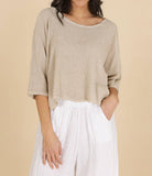 TOP 3791 90% COTTON 10% LINEN: Beige