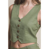 Linen Buttoned Vest Top: GREYSTONE / M