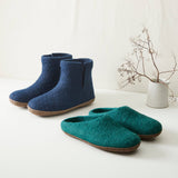 BIDI Unisex Felt Slipper Boot EU37-EU45: Navy Blue / EU37 (UK4)
