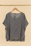 Blouse in 50% linen and 50% cotton REF. 4649: Khaki