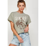 STAY WILD  GRAPHIC CROP TOP: IVORY / L