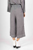 Mid-Length Linen Pants 20570: Black