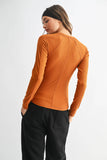 Essential Long-Sleeved Micro-Ribbed Henley Top: Black / S:M:L (2:2:2)