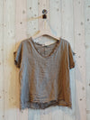 REF 11998 100% LINEN FRINGED BLOUSE.: BLANK