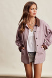 Contrast Collar Utility Barn Jacket LJ0271: Mauve / Contemporary / L