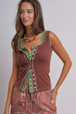 Ribbed Cotton Button-Front Picot Trim Tank: White / S-2/M-2/L-2