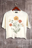 Flower Graphic Crop Tee: IVORY / LARGE-2