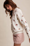 Floral Embroidered Knit Sweater LSW0992: Cream / L