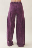Mineral Washed Boho waist band wideleg cropped pants HP5900 : Ashed Black / S-M-L / 2-2-2