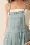 Denim Wide-Leg Overall Jumpsuit: LT CHAMBRAY / M