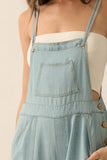 Denim Wide-Leg Overall Jumpsuit: LT CHAMBRAY / M